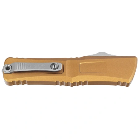 Microtech Combat Troodon Gen III T/E OTF Knife Tan Aluminum, Stonewashed M390MK by Tony Marfione (1144-10TA)