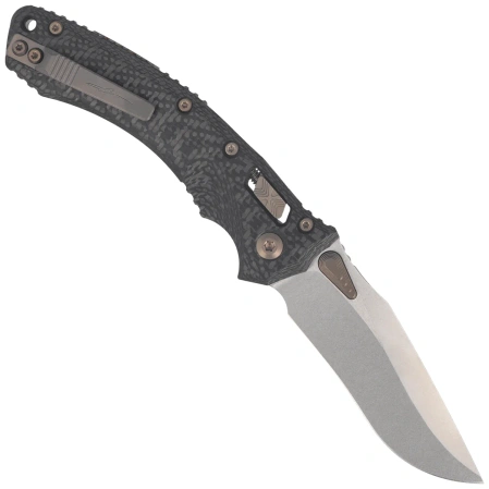 Nóż składany Microtech Amphibian Mini Ram-Lok S/E Gray Slab Side Titanium / Carbon Fiber, Flamed Bksp, Stonewashed M390MK by Tony Marfione (137MRL-10MS12)