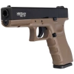 Zestaw wiatrówkowy 65: Pistolet Niksan Defence NKS GL17 Tan Blow Back 4.5 mm, 1400 BBs, 10 kapsuł CO₂, 100 tarcz