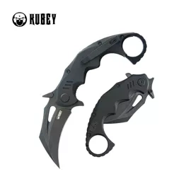 Kubey Mini Wrath Knife Black G10, Blackwashed 14C28N by MUZI Design (KU262E)