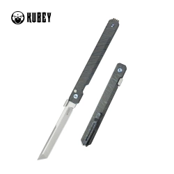 KB Kubey Prism T/E KB243C Knife, Flamed Titanium, Bead Blasted 14C28N by Yuze Zhong