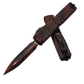Nóż automatyczny OTF Microtech Ultratech Gen IV D/E Signature Topographic Black-Orange Camo Smooth Aluminium, Topographic Black-Orange Camo M390MK by Tony Marfione (11224-1TPBKORCS)
