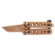 Nóż motylkowy brelok Third Decor Habitat Balisong Poker Rose Titanium Stainless Steel, Rose Titanium 420 (TH-K0101R)