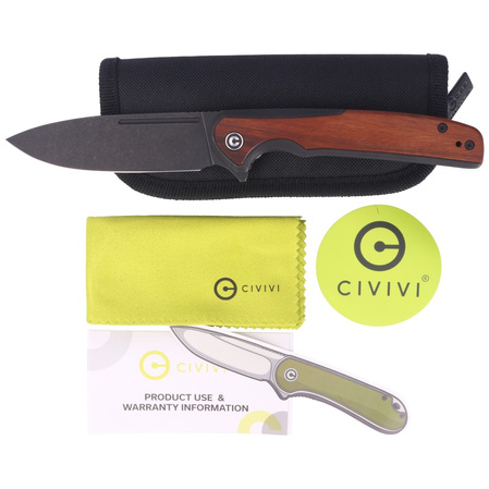 CIVIVI Knife Voltaic Stainless / Cuibourtia Wood, Black Stonewashed 14C28N (C20060-1)