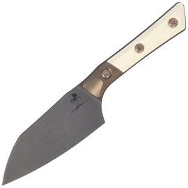Microtech Santoku 6'' Kitchen Knife Titanium Bolster/Ivory G10, Black DLC M390MK (3300B-1DLCIVS)