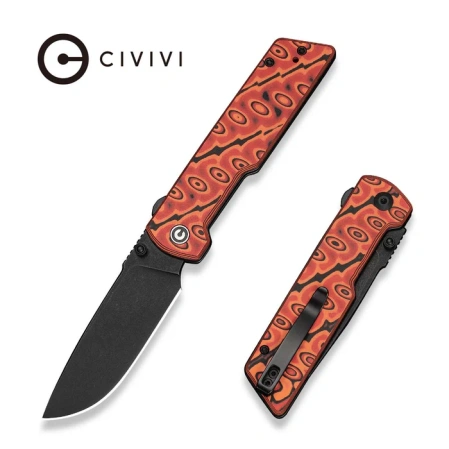 Nóż składany Civivi Zygon Orange / Black Micart, Black Stonewashed Nitro-V (C25035-2)