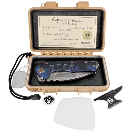 Medford Praetorian T DP Blue Titanium, Bronze HW/Clip, Tumbled S45VN by Greg Medford