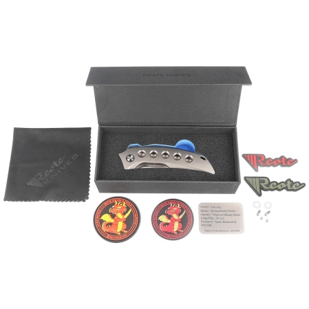 Reate Velocity Gray Titanium Knife, Satin Elmax by Tashi Bharucha