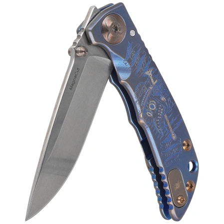Nóż składany Spartan Blades Harsey Folder 3.25 Plague Doctor Blue Titanium, Stonewashed MagnaCut by William W. Harsey (SF10 Custom Plague BLU)