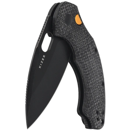 Nóż składany Kizer Roach XL Black Micarta, Black PVD Stonewashed 14C28N (V4477BDA2)