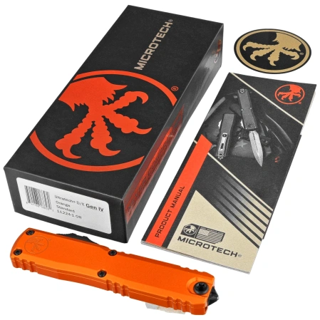 Nóż automatyczny OTF Microtech Ultratech Gen IV D/E Orange Aluminium, Black M390MK by Tony Marfione (11224-1OR)
