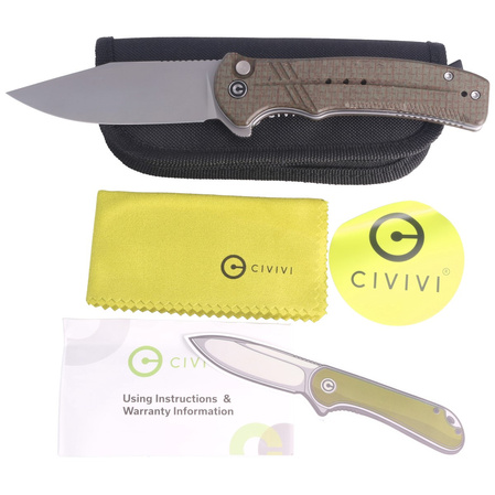 CIVIVI Cogent Green Micarta, Silver Bead Blasted 14C28N (C20038D-5)