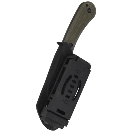 Kubey Knife Rock Hopper Green Micarta, Blackwashed 14C28N by Scott Halpern (KU412F)