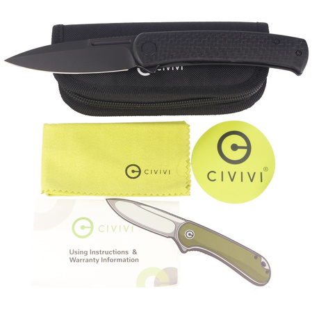 Civivi Knife Cetos Black Micarta / Stainless, Black Stonewashed 14C28N (C21025B-2)