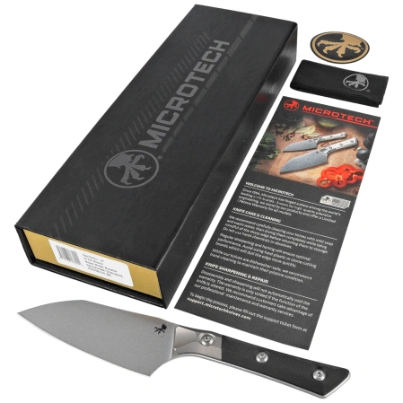 Nóż kuchenny Microtech Santoku 4.2'' Titanium Bolster/Black G10, Stonewashed M390MK (3300B-10BK)