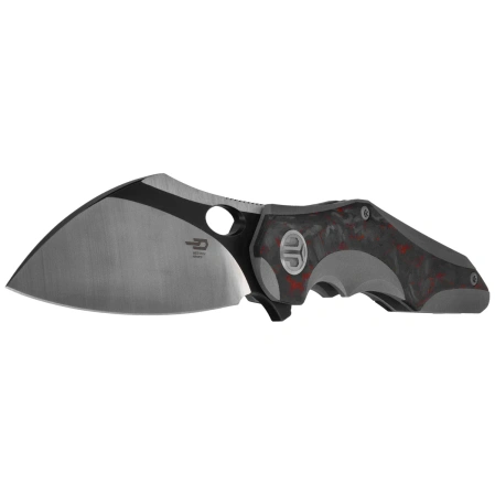 Bestech Nogard Black Titanium/Black Red Marblee Carbon Fiber, Satin/Black Stonewashed M390 by Kombou Knife (BT2105D)