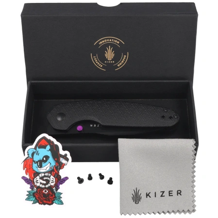 Kizer Meteora Knife Black Aluminum, Black PVD Nitro-V by Evgeniy Bulychev (V3730A2)