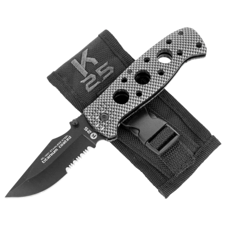 K25 RK-19221 Knife Rubbered Black Aluminium, Black Titanium 7Cr17Mov
