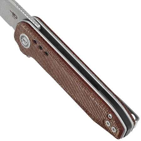 Bestech Syntax Natural Micarta, Stonewashed/Satin 14C28N by Todd Knife and Tool (BG40E)