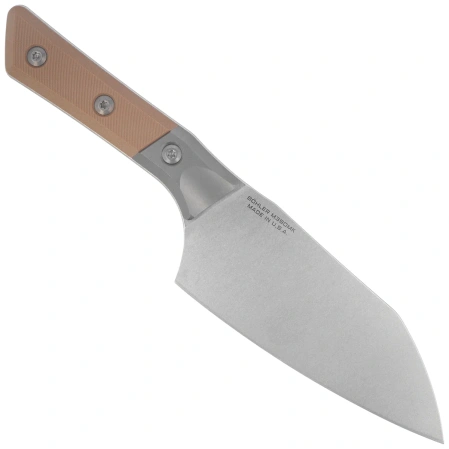 Microtech Santoku 6'' Kitchen Knife Titanium Bolster/Coyote G10, Stonewashed M390MK (3200B-10CE)