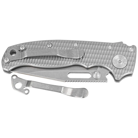 Demko AD20.5 Clip Point Knife Milled Titanium, Stonewashed CPM 20CV by Andrew Demko (205-20CV-TI-TEX-CP)