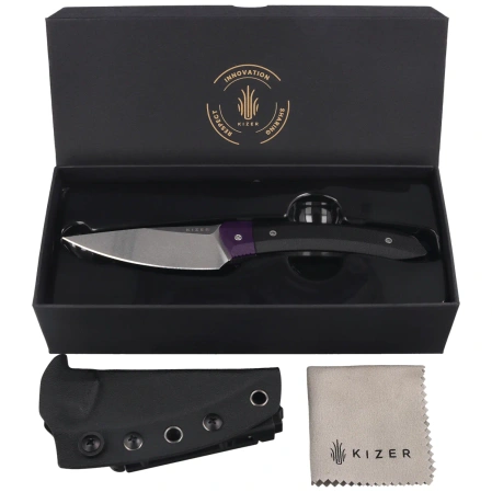 Nóż Kizer MoMo Fix 3 Purple-Black G10, Stonewashed AEB-L by Vladimir Legachev (1124A3)