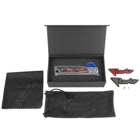 Reate Knife EXO-M OTF Gravity Drop Point Bead Blasted Titanium/Damascus Orange-Black G10, Satin Elmax