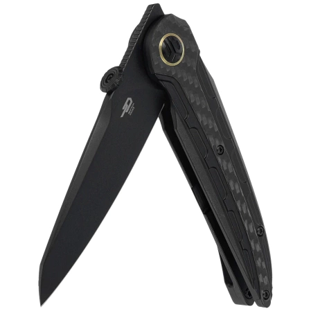 Bestech Prydwen Knife Black Titanium/Carbon Fiber, Black PVD MagnaCut by Kombou (BT2409D)