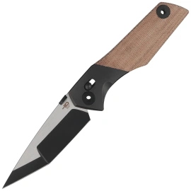Bestech Knife Cetus Bronze Black Titanium / Natural Canvas Micarta, Black PVD / Satin M390 by Poltergeistworks (BT2304B)