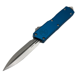 Microtech Scarab II Gen III Executive D/E OTF Knife Blue Aluminum, Stonewashed M390MK by Tony Marfione (1175-10BL)