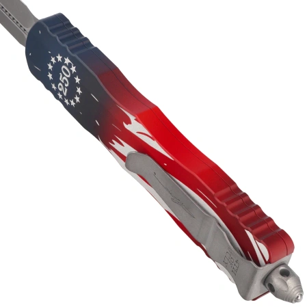 Nóż automatyczny OTF Microtech Dirac Delta D/E Signature 250th Anniversary 4th of July Aluminium, Apocalyptic M390MK by Tony Marfione (227-10APS-4J250)