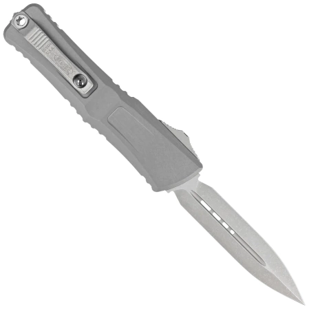 Microtech Combat Troodon Gen III D/E OTF Knife Natural Clear Aluminum, Apocalyptic M390MK by Tony Marfione (1142-10APNC)