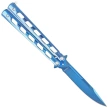 Third Decor Habitat Balisong Knife Blue Titanium Stainless Steel, Blue Titanium 420 (10967A)