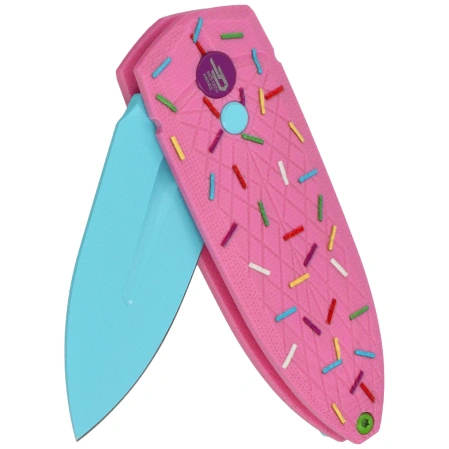 Bestech QUQU Pink/Printed Sprinkle Pattern G10, Blue 14C28N by Gogo Knife (BG57C-2)