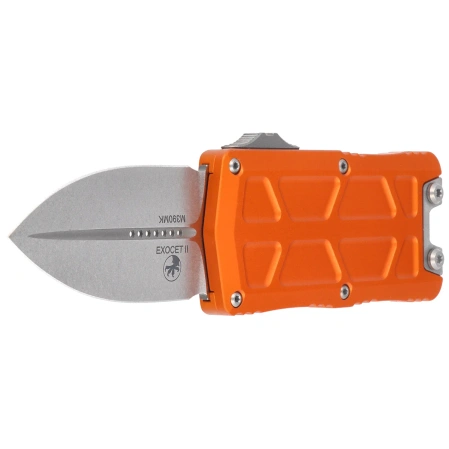 Microtech Exocet II D/E OTF Knife Orange Aluminum, Stonewashed M390MK by Tony Marfione (1157-10OR)