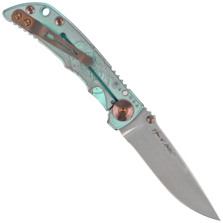 Spartan Blades Harsey Folder 3.25 Compass Titanium, Stonewashed MagnaCut by William W. Harsey (SF10 Custom Compass)