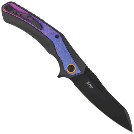 Kizer Draca Knife Crystallized Titanium / Black Aliminium, Black PVD S45VN by Mikey Carlson (Ki4751A2)