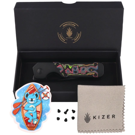 Nóż składany Kizer Mini Militaw Black Titanium / Camo Carbon 80'S, Black DLC M390 by Jonathan Styles (Ki3634SA1)