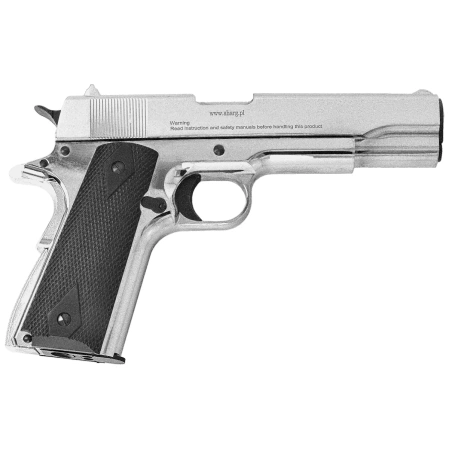 Zestaw pistolet wiatrówka Voltran Ekol ES 1911 Shiny 4.5 mm - Blow Back, 1500 BBs, 10 kapsuł, tarcze