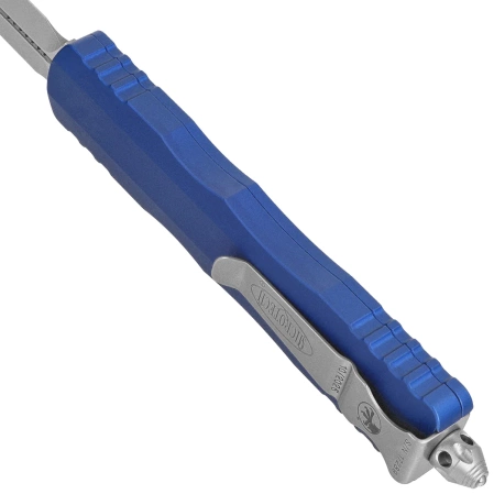 Microtech Dirac Delta D/E OTF Knife Navy Aluminum, Stonewashed by Tony Marfione (227-10NA)