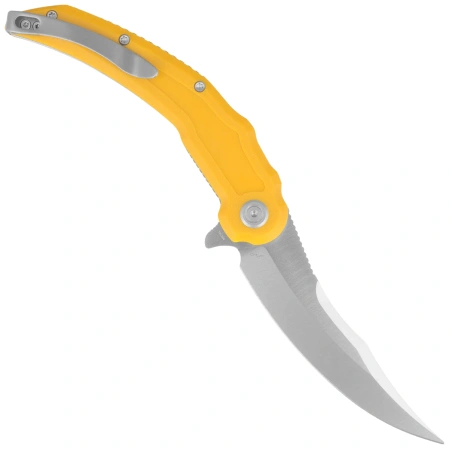 Kubey Crest Knife Yellow G10, Satin 14C28N by Yuze Zhong (KU346C)