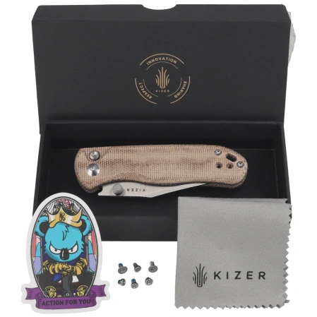 Nóż składany Kizer Drop Bear 2 Brown Micarta, Satin Nitro-V by Azo (V3619.2CC1)