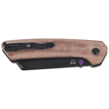 Kizer Madrac Knife Brown Norplex UltreX Micarta, Black PVD 14C28N by Matteo Pignatelli (V3693BSA1)