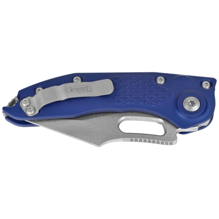 Nóż automatyczny Microtech Stitch-A S/E Navy Blue Aluminium, Stonewashed M390MK by Borka Blades and Tony Marfione (169-10NA)