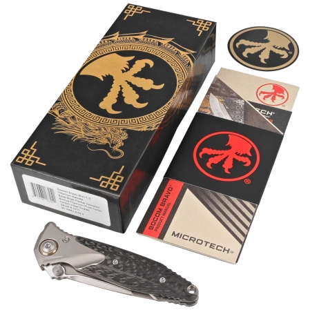 Microtech Socom Bravo Mini T/E Knife Titanium / Carbon Fiber, Bronze HW, Bead Blasted P/S M390 by Tony Marfione (261M-8CFTI)