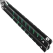 Third Decor Habitat Balisong Black/Green Stainless Steel, Satin Butterfly Knife (16071V)