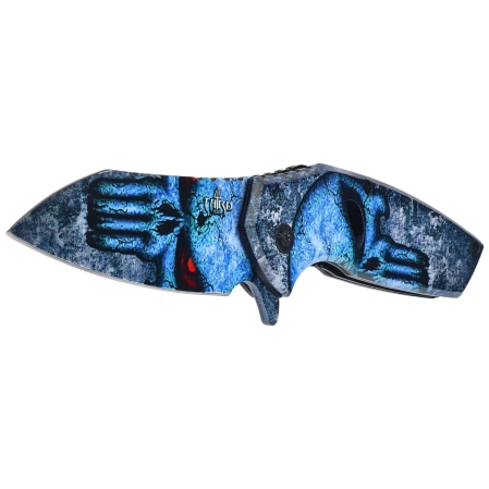 Nóż składany ratowniczy Third Decor Habitat K2944 3D Blue Skull Steel, 3D Blue Skull 420 (TH-K2944)
