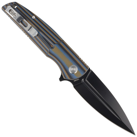 Nóż składany Bestech Fin Black / Blue / Brown G10, Black Stonewashed 14C28N (BG34D-3)
