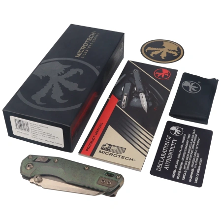 Nóż składany Microtech MSI Ram-Lok Mini S/E Marfione Select Slab Side Antique Green Titanium, Bronze HW, Bronze F/S M390MK by Tony Marfione (210M-15MS2)