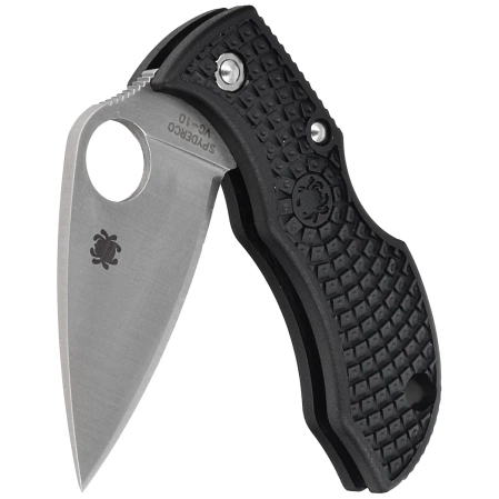 Spyderco Manbug Leaf Black Lightweight FRN, Satin Plain VG-10 by Sal Glesser (MBKLFP)